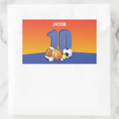 Jongen 10th Birthday Sports Balls Rechthoekige Sticker (Tas)