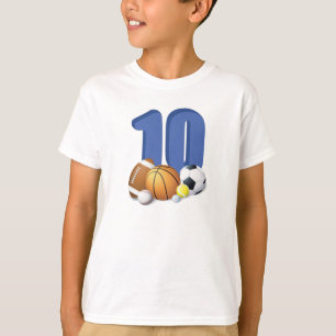 Jongen 10th Birthday Sports Balls T-shirt