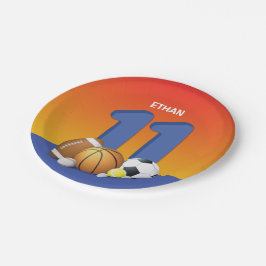 Jongen 11th Birthday Sports Balls Papieren Bordje