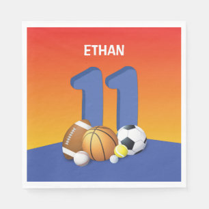 Jongen 11th Birthday Sports Balls Servet