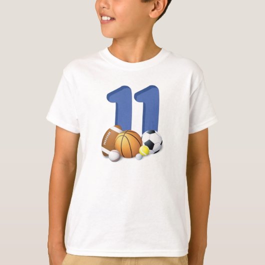 Jongen 11th Birthday Sports Balls T-shirt (Voorkant)