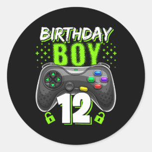 Jongen 12 Video Game Controller Gamer 12e verjaard Ronde Sticker