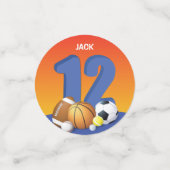 Jongen 12e verjaardag Sportbannen Confetti (Kleine voorkant)