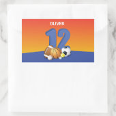 Jongen 12e verjaardag Sportbannen Rechthoekige Sticker (Tas)