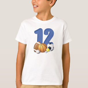 Jongen 12e verjaardag Sportbannen T-shirt