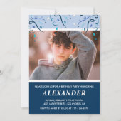 Jongen 14e verjaardag uitnodigingen Foto Navy Blue (Voorkant)