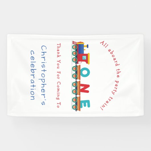 Jongen 1 Birthday Train Chugga Chugga Choo Choo Spandoek (Horizontaal)