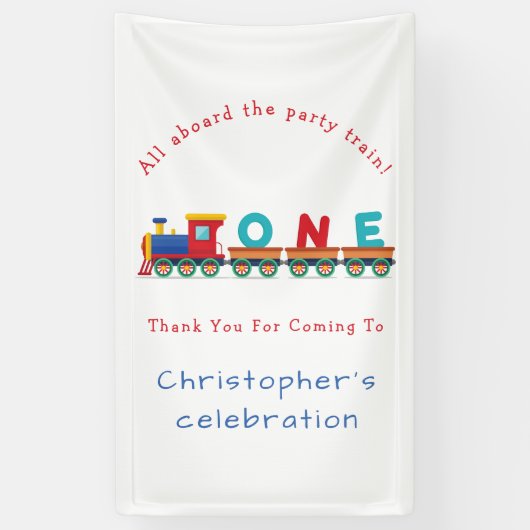 Jongen 1 Birthday Train Chugga Chugga Choo Choo Spandoek (Verticaal)