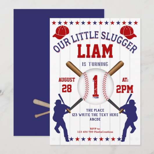 Jongen 1 verjaardag, Sport Birthday, honkbal Kaart (Voorkant / Achterkant)