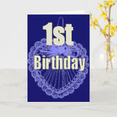 Jongen 1e eerste verjaardagskaart kaart (Gele Bloem)