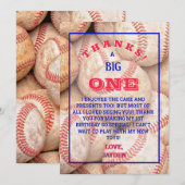 Jongen 1e verjaardag Baseball Bedankkaart (Voorkant / Achterkant)