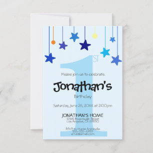 Jongen 1e VERJAARDAG Cool Light Blue Stars Kaart