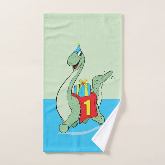 Jongen, 1e verjaardag dinosaurus bad handdoek (Handdoek)