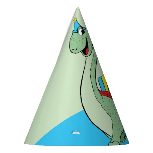 Jongen, 1e verjaardag dinosaurus feesthoedjes (Links)