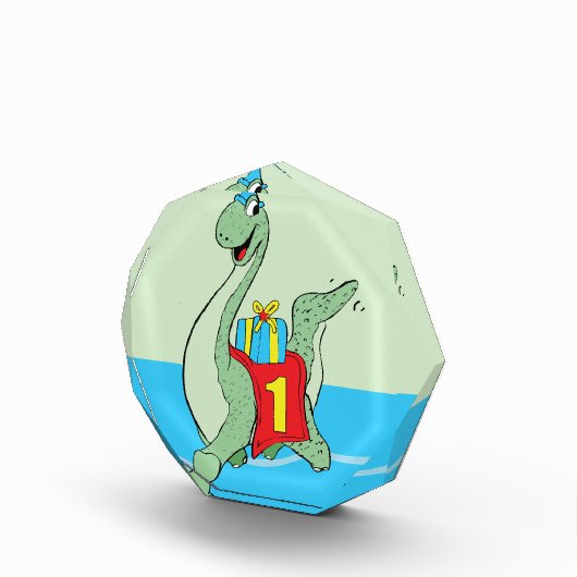 Jongen, 1e verjaardag dinosaurus fotoblokken (Rechts)