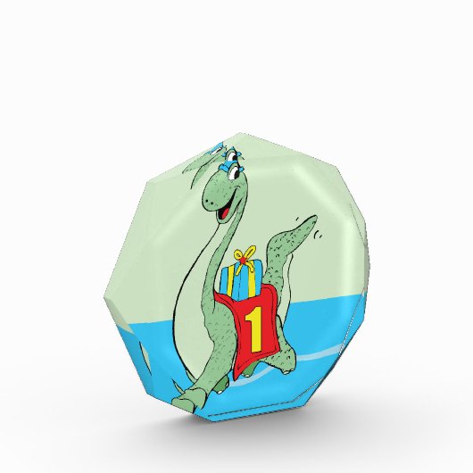 Jongen, 1e verjaardag dinosaurus fotoblokken (Links)