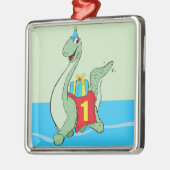 Jongen, 1e verjaardag dinosaurus metalen ornament (Links)