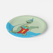 Jongen, 1e verjaardag dinosaurus papieren bordje (Gekanteld)