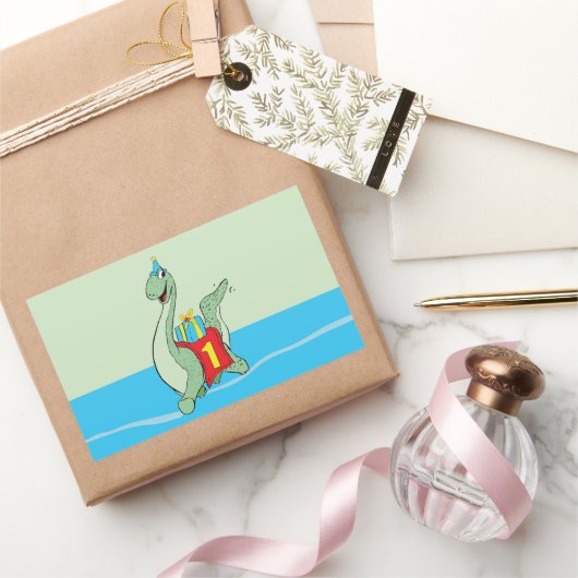 Jongen, 1e verjaardag dinosaurus rechthoekige sticker (Geschenken)