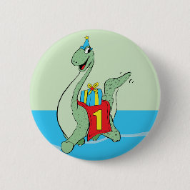 Jongen, 1e verjaardag dinosaurus ronde button 5,7 cm