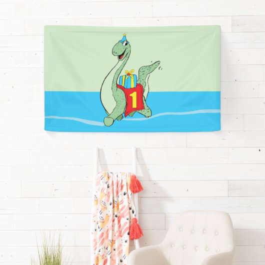 Jongen, 1e verjaardag dinosaurus spandoek (Insitu)