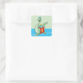 Jongen, 1e verjaardag dinosaurus vierkante sticker (Tas)