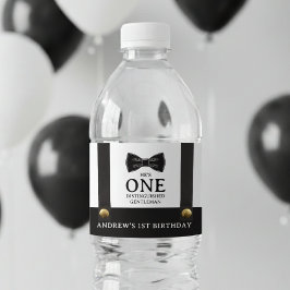 Jongen 1e verjaardag één gedistingeerde heer waterfles etiket