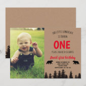Jongen 1e Verjaardag Foto Nodig Lumberjack Kaart (Voorkant / Achterkant)