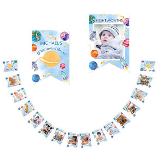 Jongen 1e verjaardag maandelijkse foto bunting vla vlaggetjes