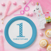 Jongen 1e verjaardag papieren bordje (Feest)