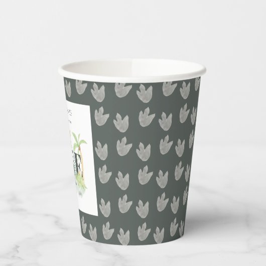 Jongen 1e Verjaardag Schattige Oerwoud Dinosaurus  Papieren Bekers (Links)