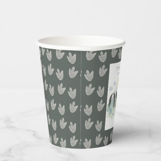 Jongen 1e Verjaardag Schattige Oerwoud Dinosaurus Papieren Bekers (Rechts)