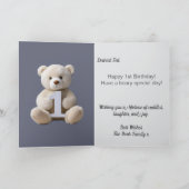 Jongen 1e Verjaardag Schattige Teddy Bear & Balloo Kaart (Binnen)