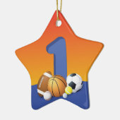 Jongen 1e verjaardag Sportballs Keramisch Ornament (Links)