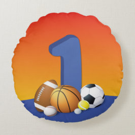 Jongen 1e verjaardag Sportballs Rond Kussen