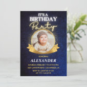 Jongen 1e verjaardag uitnodigingen Elegant Chic Fo (Staand voorkant)