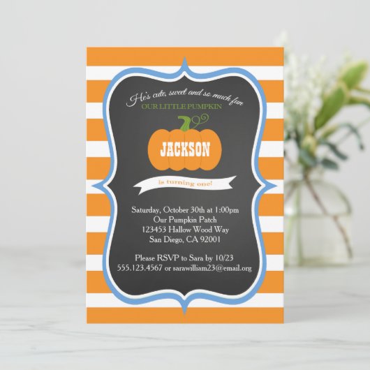 Jongen 1e verjaardag van de Herfst van de Pompoenp Kaart (Staand voorkant)