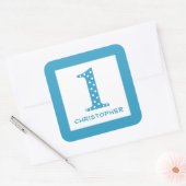 Jongen 1e verjaardag vierkante sticker (Envelop)