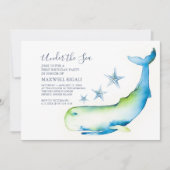 Jongen 1e Verjaardag Waterverf Walvis Zeester Kaart (Voorkant)