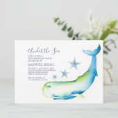 Jongen 1e Verjaardag Waterverf Walvis Zeester Kaart (Staand voorkant)