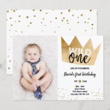 Jongen 1e Verjaardag WILD ONE Gold Foil Crown Foto