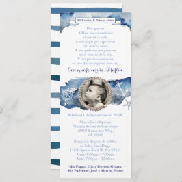 Jongen 1st Birthday Baptism Blue Nautical, Spaans Kaart
