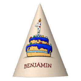 Jongen 1ste verjaardag, 1 op de zoete blauwe Cake Feesthoedjes