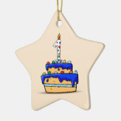 Jongen 1ste verjaardag, 1 op de zoete blauwe Cake Keramisch Ornament (Links)