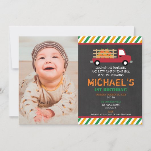 Jongen 1ste verjaardag pompoen patch Halloween Kaart (Voorkant)