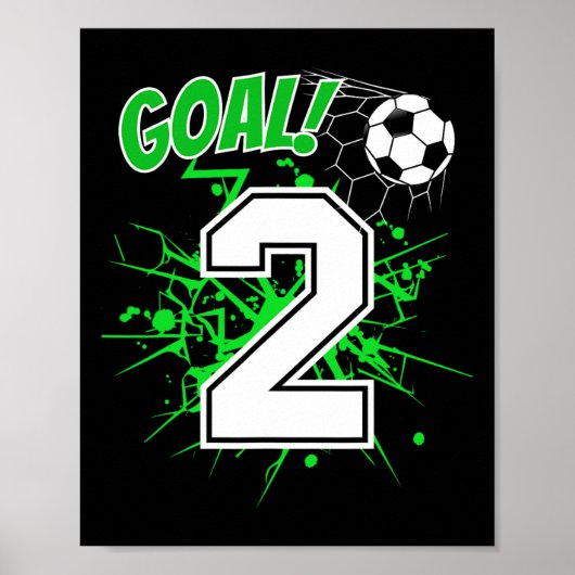 Jongen 2 Jaar Oude Kinderen 2e Voetbal Verjaardag  Poster (Voorkant)