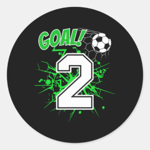 Jongen 2 Jaar Oude Kinderen 2e Voetbal Verjaardag Ronde Sticker