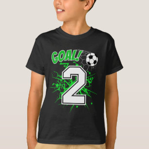 Jongen 2 Jaar Oude Kinderen 2e Voetbal Verjaardag  T-shirt