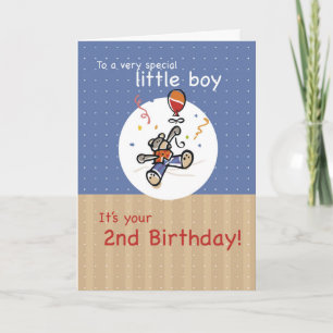 Jongen 2e Teddy Bear Balloon Birthday Kaart