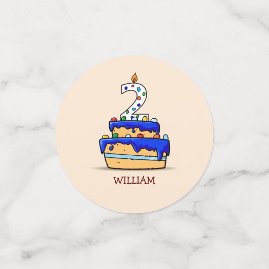 Jongen 2e verjaardag, 2 op de zoete blauwe Cake Confetti (Kleine voorkant)